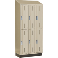 Concorde Heavy-Duty Lockers, 2 -tier, Bank of 3, 36" x 18" x 82", Steel, Beige, Welded (Assembled) Kelford