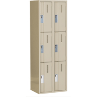 Concorde Heavy-Duty Lockers, 3 -tier, Bank of 2, 24" x 18" x 72", Steel, Beige, Welded (Assembled) Kelford