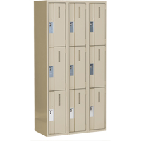 Concorde Heavy-Duty Lockers, 3 -tier, Bank of 3, 36" x 18" x 72", Steel, Beige, Welded (Assembled) Kelford