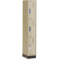 Concorde Heavy-Duty Lockers, 3 -tier, 12" x 18" x 76", Steel, Beige, Welded (Assembled) Kelford