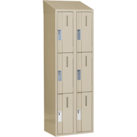 Concorde Heavy-Duty Lockers, 3 -tier, Bank of 2, 24" x 18" x 78", Steel, Beige, Welded (Assembled) Kelford