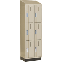 Concorde Heavy-Duty Lockers, 3 -tier, Bank of 2, 24" x 18" x 82", Steel, Beige, Welded (Assembled) Kelford