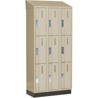 Concorde Heavy-Duty Lockers, 3 -tier, Bank of 3, 36" x 18" x 82", Steel, Beige, Welded (Assembled) Kelford
