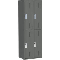Concorde Heavy-Duty Lockers, 2 -tier, Bank of 2, 24" x 18" x 72", Steel, Charcoal, Welded (Assembled) Kelford