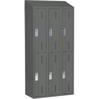 Concorde Heavy-Duty Lockers, 2 -tier, Bank of 3, 36" x 18" x 78", Steel, Charcoal, Welded (Assembled) Kelford