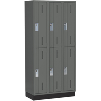 Concorde Heavy-Duty Lockers, 2 -tier, Bank of 3, 36" x 18" x 76", Steel, Charcoal, Welded (Assembled) Kelford