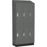 Concorde Heavy-Duty Lockers, 2 -tier, Bank of 3, 36" x 18" x 82", Steel, Charcoal, Welded (Assembled) Kelford