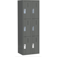 Concorde Heavy-Duty Lockers, 3 -tier, Bank of 2, 24" x 18" x 72", Steel, Charcoal, Welded (Assembled) Kelford
