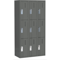 Concorde Heavy-Duty Lockers, 3 -tier, Bank of 3, 36" x 18" x 72", Steel, Charcoal, Welded (Assembled) Kelford