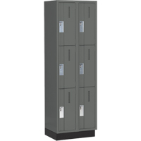Concorde Heavy-Duty Lockers, 3 -tier, Bank of 2, 24" x 18" x 76", Steel, Charcoal, Welded (Assembled) Kelford
