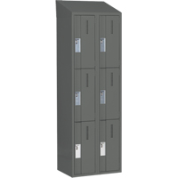 Concorde Heavy-Duty Lockers, 3 -tier, Bank of 2, 24" x 18" x 78", Steel, Charcoal, Welded (Assembled) Kelford