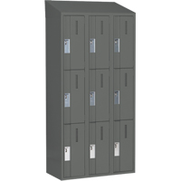 Concorde Heavy-Duty Lockers, 3 -tier, Bank of 3, 36" x 18" x 78", Steel, Charcoal, Welded (Assembled) Kelford