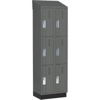 Concorde Heavy-Duty Lockers, 3 -tier, Bank of 2, 24" x 18" x 82", Steel, Charcoal, Welded (Assembled) Kelford