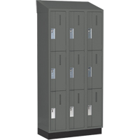 Concorde Heavy-Duty Lockers, 3 -tier, Bank of 3, 36" x 18" x 82", Steel, Charcoal, Welded (Assembled) Kelford