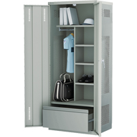Deluxe Gear Locker, Steel, 36" W x 24" D x 72" H, Grey Kelford