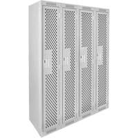 Clean Line Lockers, Bank of 4, 48" x 12" x 72", Steel, Grey, Rivet (Assembled), Perforated Kelford