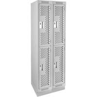 Casiers Clean Line, 2 niveaux, Bloc de 2, 24" x 15" x 76", Acier, Gris, Rivet (assembl&eacute;), Perfor&eacute; Kelford