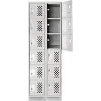 Assembled Lockerettes Clean Line Perforated Economy Lockers, 6 -tier, Bank of 2, 18" x 72" x 12", Steel Kelford