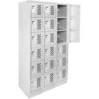 Assembled Lockerettes Clean Line Perforated Economy Lockers, 6 -tier, Bank of 3, 18" x 72" x 12", Steel Kelford
