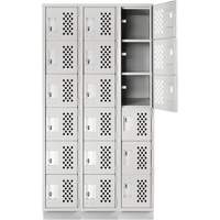 Assembled Lockerettes Clean Line Perforated Economy Lockers, 6 -tier, Bank of 3, 18" x 72" x 12", Steel Kelford