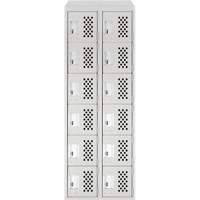 Assembled Lockerettes Clean Line Perforated Economy Lockers, 6 -tier, Bank of 2, 18" x 72" x 12", Steel Kelford