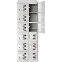Assembled Lockerettes Clean Line Perforated Economy Lockers, 6 -tier, Bank of 2, 18" x 72" x 12", Steel Kelford