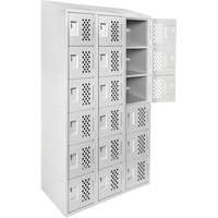 Assembled Lockerettes Clean Line Perforated Economy Lockers, 6 -tier, Bank of 3, 18" x 72" x 12", Steel Kelford
