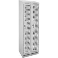 Clean Line Lockers, Bank of 2, 24" x 12" x 82", Steel, Grey, Rivet (Assembled), Perforated Kelford