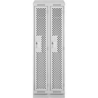 Clean Line Lockers, Bank of 2, 24" x 12" x 82", Steel, Grey, Rivet (Assembled), Perforated Kelford