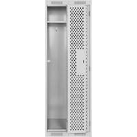 Clean Line™ Lockers, Bank of 2, 24" x 12" x 72", Steel, Grey, Rivet (Assembled), Perforated FK225 | Kelford