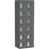 Concorde Heavy-Duty Lockers, 6 -tier, Bank of 2, 24" x 18" x 72", Steel, Charcoal, Welded (Assembled) Kelford