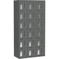 Concorde Heavy-Duty Lockers, 6 -tier, Bank of 3, 36" x 18" x 72", Steel, Charcoal, Welded (Assembled) Kelford