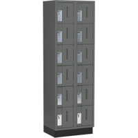 Concorde Heavy-Duty Lockers, 6 -tier, Bank of 2, 24" x 18" x 76", Steel, Charcoal, Welded (Assembled) Kelford