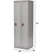 Lockers, Bank of 2, 24" x 18" x 72", Steel, Grey, Knocked Down Kelford