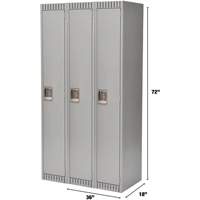 Lockers, Bank of 3, 36" x 18" x 72", Steel, Grey, Knocked Down Kelford