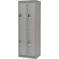 Lockers, 2 -tier, Bank of 2, 24" x 18" x 72", Steel, Grey, Knocked Down Kelford