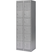 Lockers, 6 -tier, Bank of 2, 24" x 18" x 72", Steel, Grey, Knocked Down Kelford