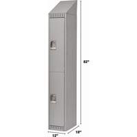 Lockers, 2 -tier, 12" x 18" x 82", Steel, Grey, Knocked Down Kelford