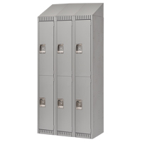 Lockers, 2 -tier, Bank of 3, 36" x 18" x 82", Steel, Grey, Knocked Down Kelford