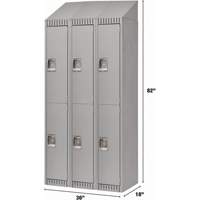 Lockers, 2 -tier, Bank of 3, 36" x 18" x 82", Steel, Grey, Knocked Down Kelford
