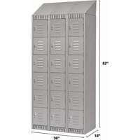 Lockers, 6 -tier, Bank of 3, 36" x 18" x 82", Steel, Grey, Knocked Down Kelford