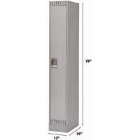 Lockers, 12" x 18" x 76", Steel, Grey, Knocked Down Kelford