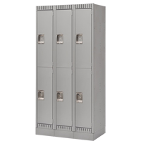 Lockers, 2 -tier, Bank of 3, 36" x 18" x 76", Steel, Grey, Knocked Down Kelford