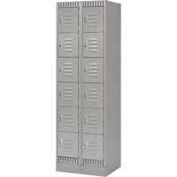 Lockers, 6 -tier, Bank of 2, 24" x 18" x 76", Steel, Grey, Knocked Down Kelford
