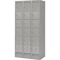 Lockers, 6 -tier, Bank of 3, 36" x 18" x 76", Steel, Grey, Knocked Down Kelford