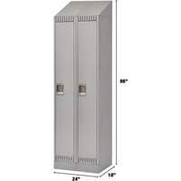 Lockers, Bank of 2, 24" x 18" x 86", Steel, Grey, Knocked Down Kelford