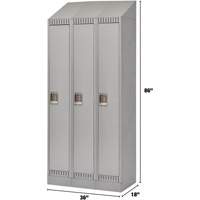 Lockers, Bank of 3, 36" x 18" x 86", Steel, Grey, Knocked Down Kelford