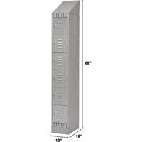 Lockers, 6 -tier, 12" x 18" x 86", Steel, Grey, Knocked Down Kelford