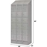 Lockers, 6 -tier, Bank of 3, 36" x 18" x 86", Steel, Grey, Knocked Down Kelford