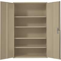 Armoire de rangement Hi-Boy tr&egrave;s large, Acier, 4 Tablettes, 72" h x 48" la x 24" P, Beige Kelford